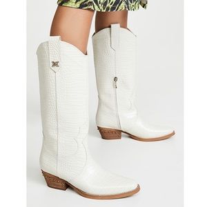 Sam Edelman Ivory Oakland Croc Boots